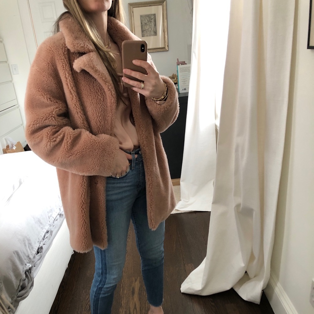 The Curated wool camel teddy coat jacket